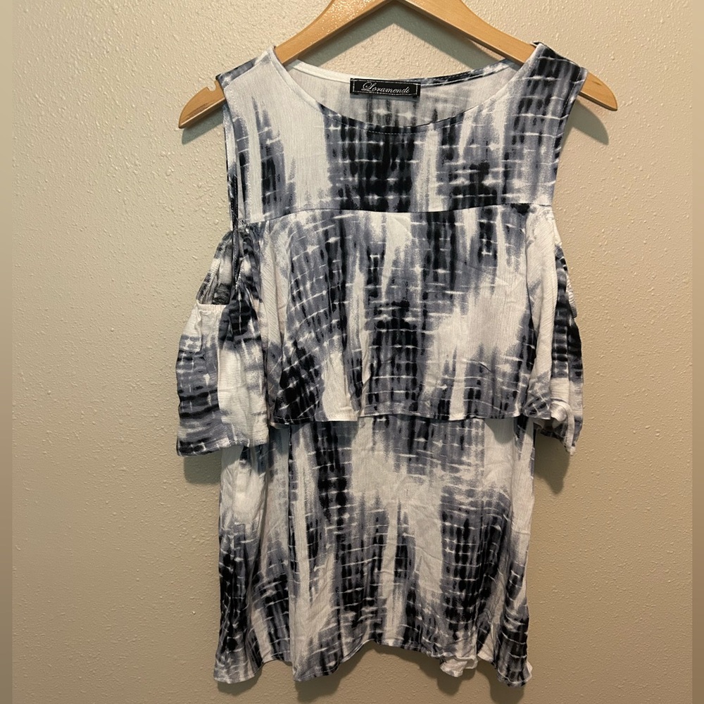 Loramendi Tie-Dye Short Sleeve Top - Open Shoulder